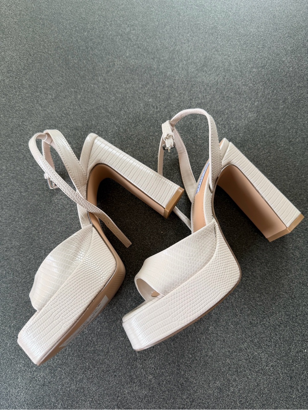 Nordstrom Cream Textured Platform Slingback Heels
